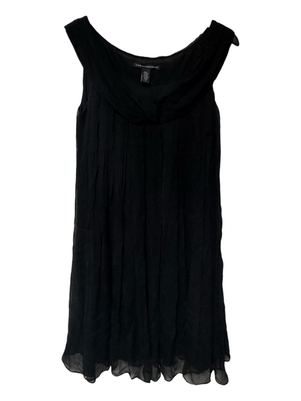 088 DIANE VON FURSTENBERG Women's Spinoza Sleeveless Silk Dress - Black, Sz 4 - Picture 3 of 10